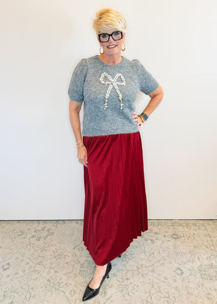 Townes Pleated Skirt - Red