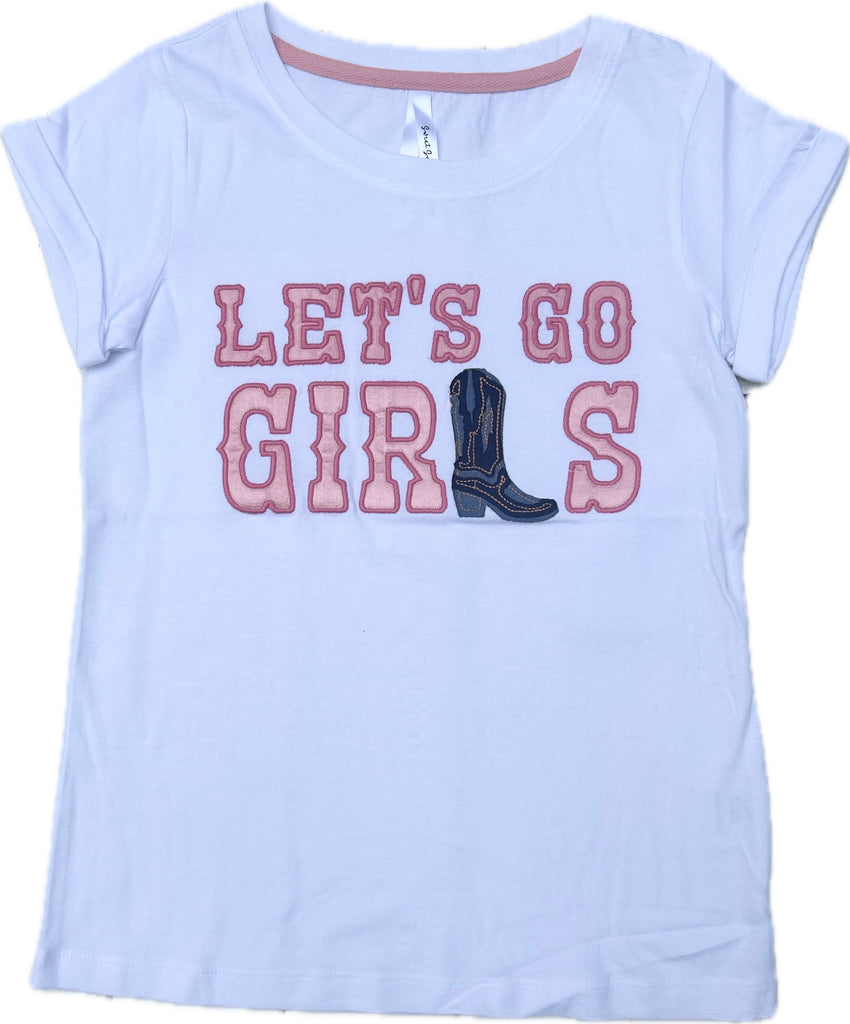 Girls Let's Go Girls Satin Applique Western Graphic Tee