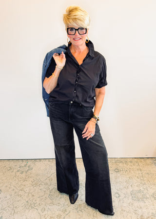 Benning Poplin Shirt in Black