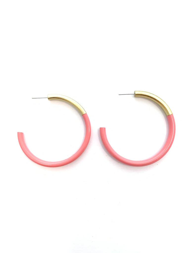 Liz Large Hoop Earrings Coral