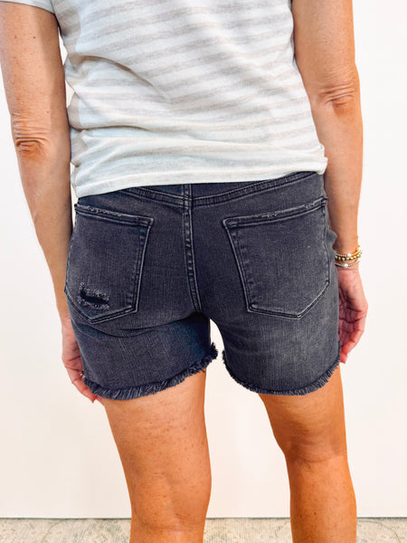 East Coast Black Raw Hemmed Short