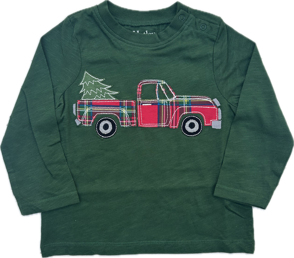 Green Plaid Truck Long Sleeve Tee