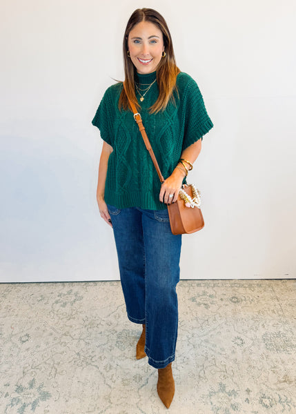 Claude Cable Knit Sweater in Green