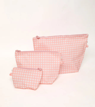 Easy Clean Pouch Pink Gingham (Assorted Sizes)