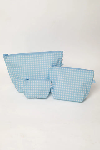 Easy Clean Pouch Blue Gingham