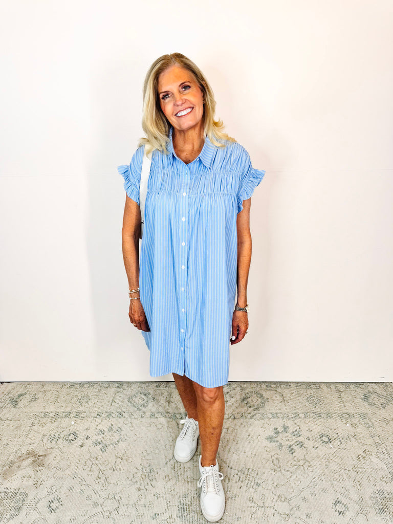 Effortless Essential Dress In Blue Stripe