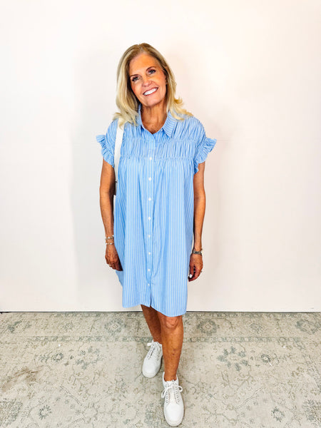 Effortless Essential Dress In Blue Stripe