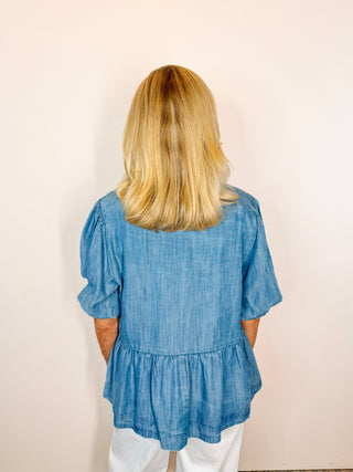 Denim Tie Top