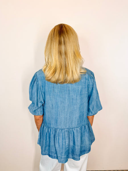 Denim Tie Top