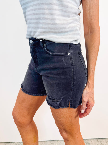East Coast Black Raw Hemmed Short
