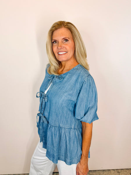 Denim Tie Top