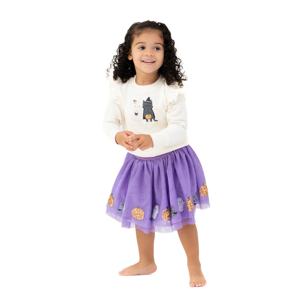 Trick or Treat Ruffle Shoulder Sweatshirt