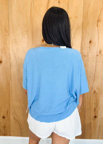 Crepe Hacci Tee in Crystal Blue