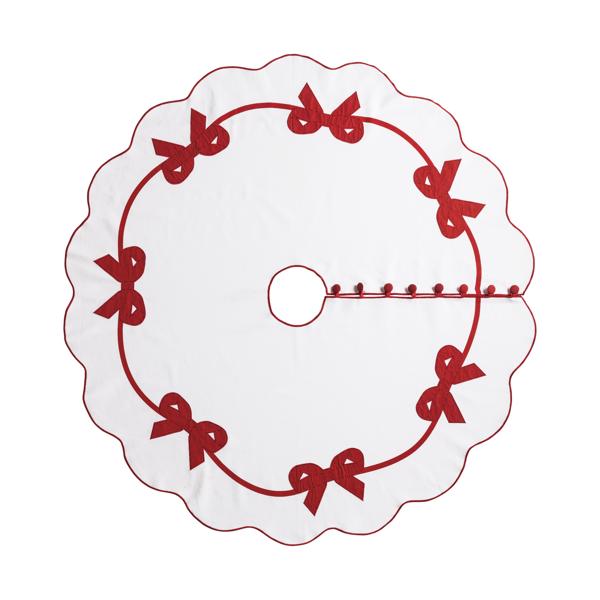 White & Red Bow Tree Skirt