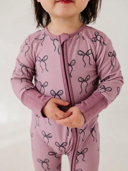 Hair Bow LS Zip Romper