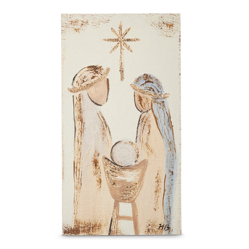 26" HOLY FAMILY TEXTURED WOOD WALL ART