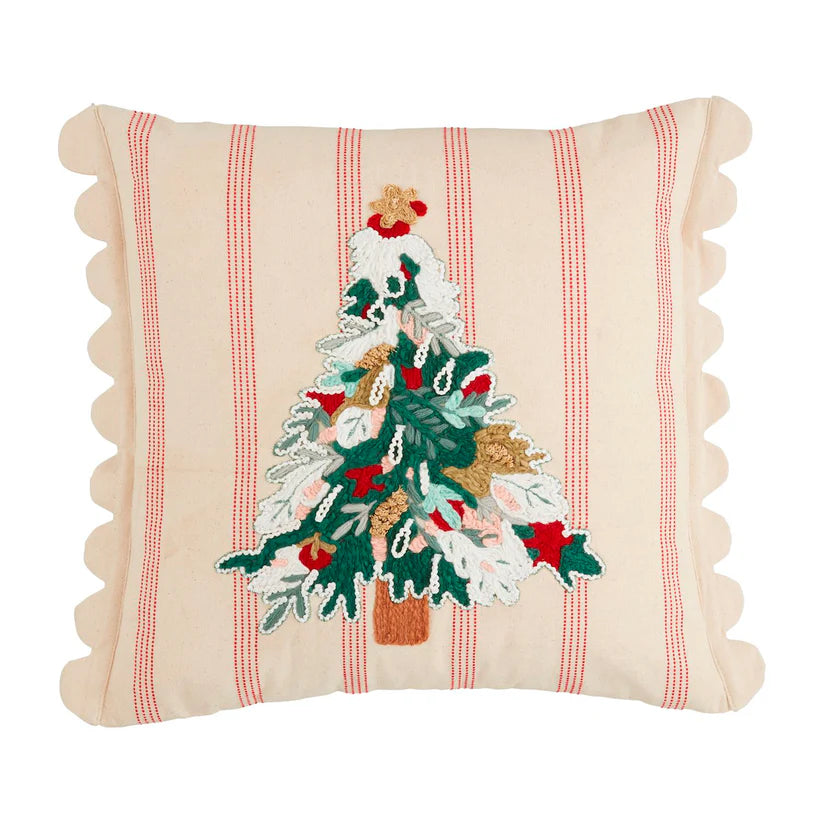 Tree Striped Embroidery Pillow