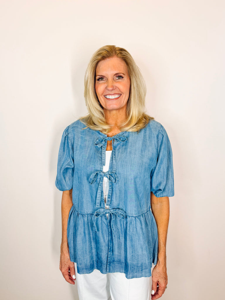 Denim Tie Top