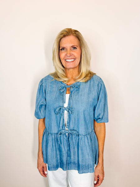Denim Tie Top