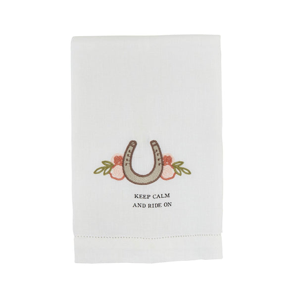 Keep Calm and Ride On Horseshoe Embroidery Towel