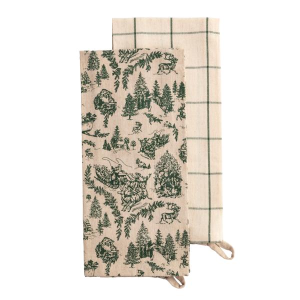 Toile Green Christmas Towel