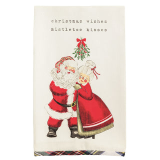 Mr. & Mrs. Claus Christmas Tartan Hem Towel