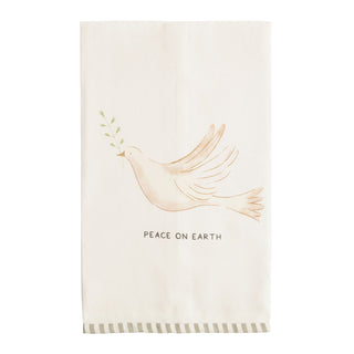 Dove White Christmas Stripe Hem Towel