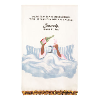 Dear New Years Glitter Towel