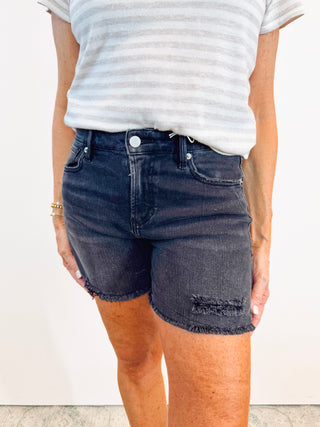 East Coast Black Raw Hemmed Short