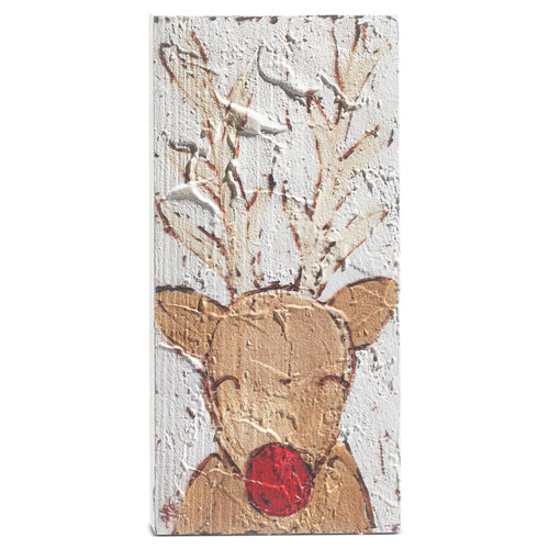 8" Reindeer Textured Wood Block