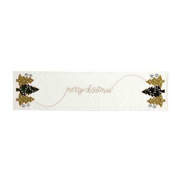 White Merry Christmas & Tree Runner