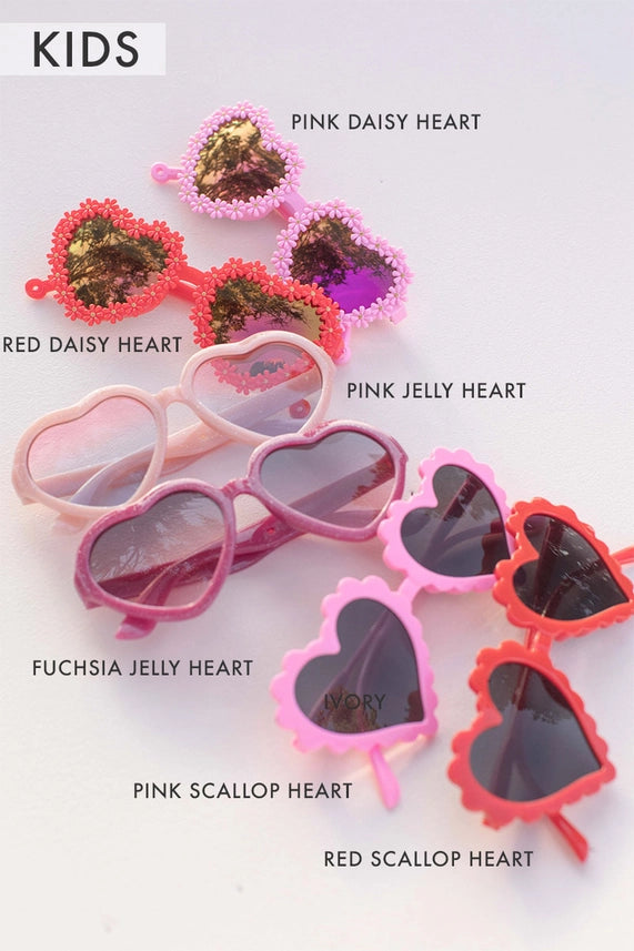 Pink Scallop Heart Valentine's Kids Glasses