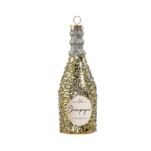 5" GLITTERED CHAMPAGNE BOTTLE ORNAMENT