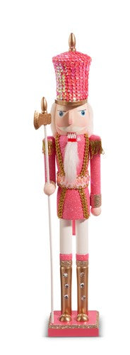 18.5" GLITTERED PINK NUTCRACKER