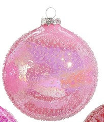 4" PINK GLITTER BALL ORNAMENT