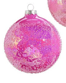 4" PINK GLITTER BALL ORNAMENT