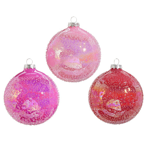 4" PINK GLITTER BALL ORNAMENT