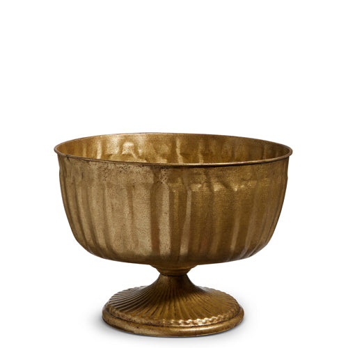 9.5" ANTIQUE GOLD PEDESTAL BOWL