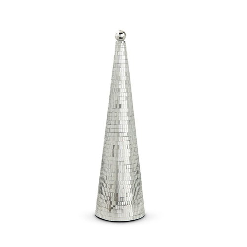 19" Silver Disco Ball Cone Tree