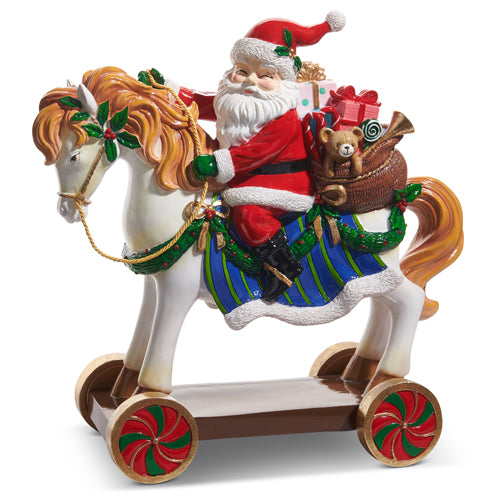 15.5" Santa On Toy Horse