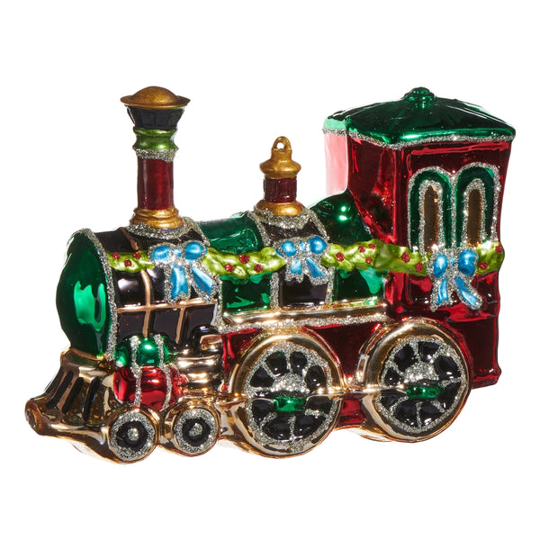 5.5" Holiday Train Glass Ornament