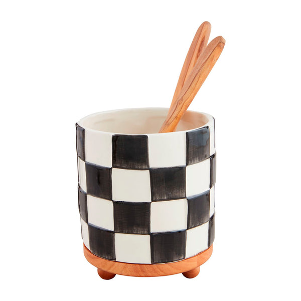 Checkered Utensil Crock