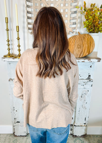 Devon Crew Neck Sweater in Taupe