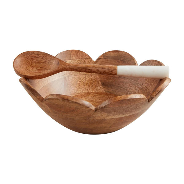 Wood Scallop Bowl w/ Spoon