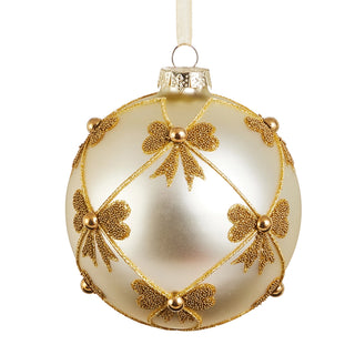 Gold Bow Ball Ornament