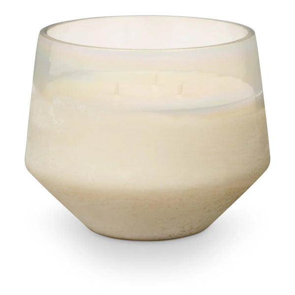 Winter White Large Baltic Glass Candle