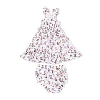 Cowgirl Boots Smocked Ruffle Sundress and Bloomer (Sizes 5/6 & 7/8 Dress Only)