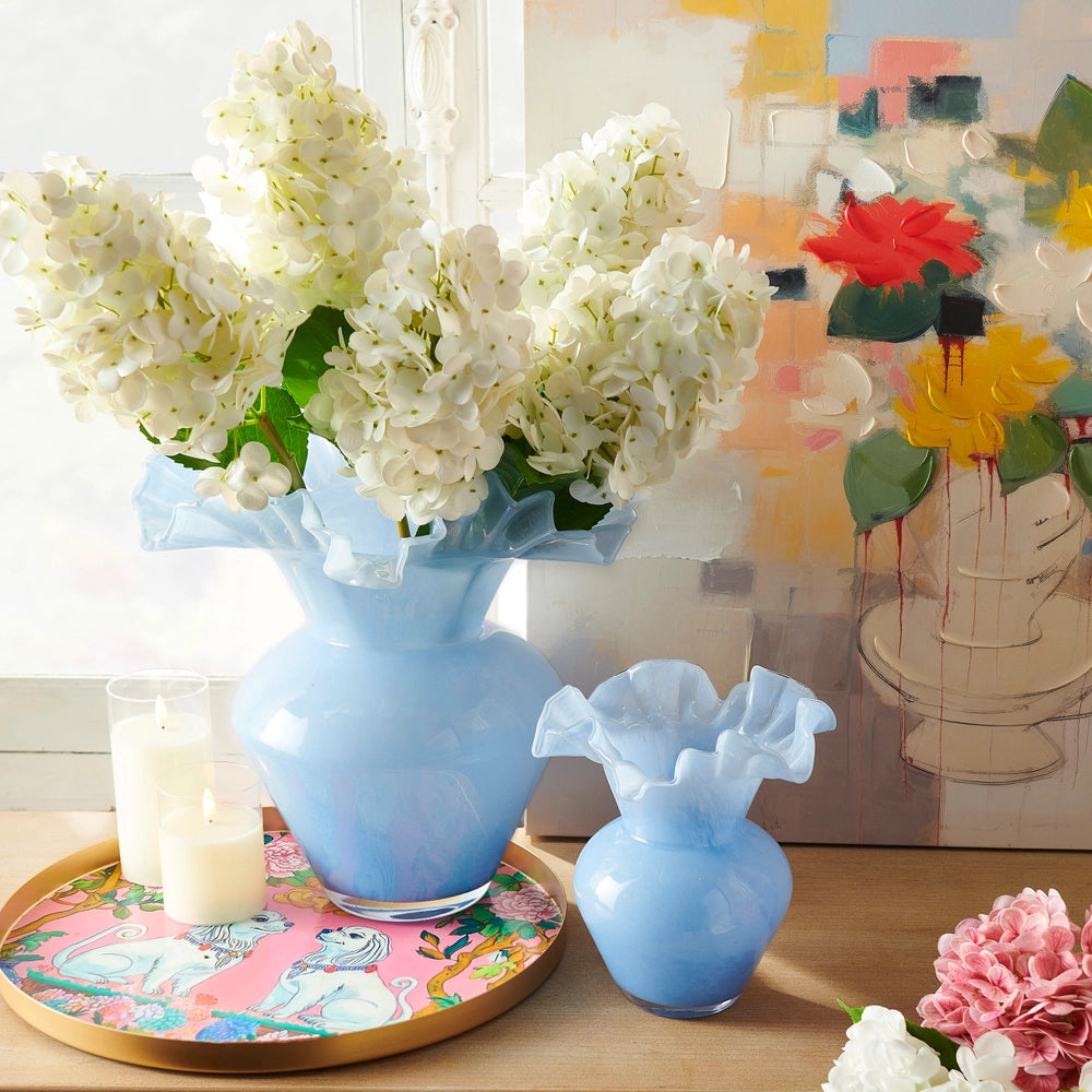 Blue Ruffle Vase