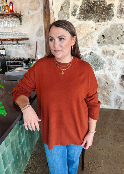 Noralee Button Sweater in Rust