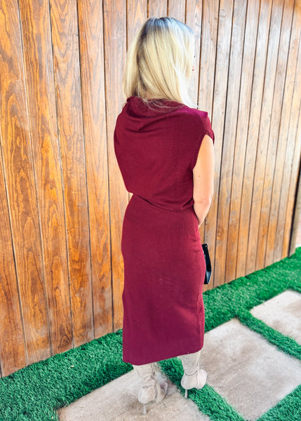 Jenna Off the Shoulder Sweater Dress - Plum
